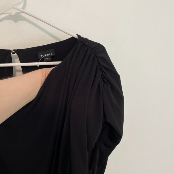 TORRID 2 Plus Size Mini Studio Knit Ruched Dress Black Blouson Sheath Sexy Party - Picture 6 of 15
